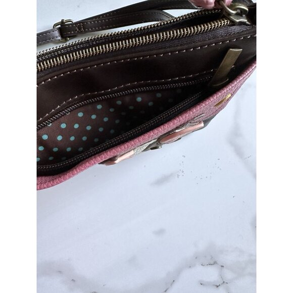 CHALA Pink White Brown Pig Faux Leather Purse/Whistled Cell Phone 8in x 6.in - Picture 3 of 6